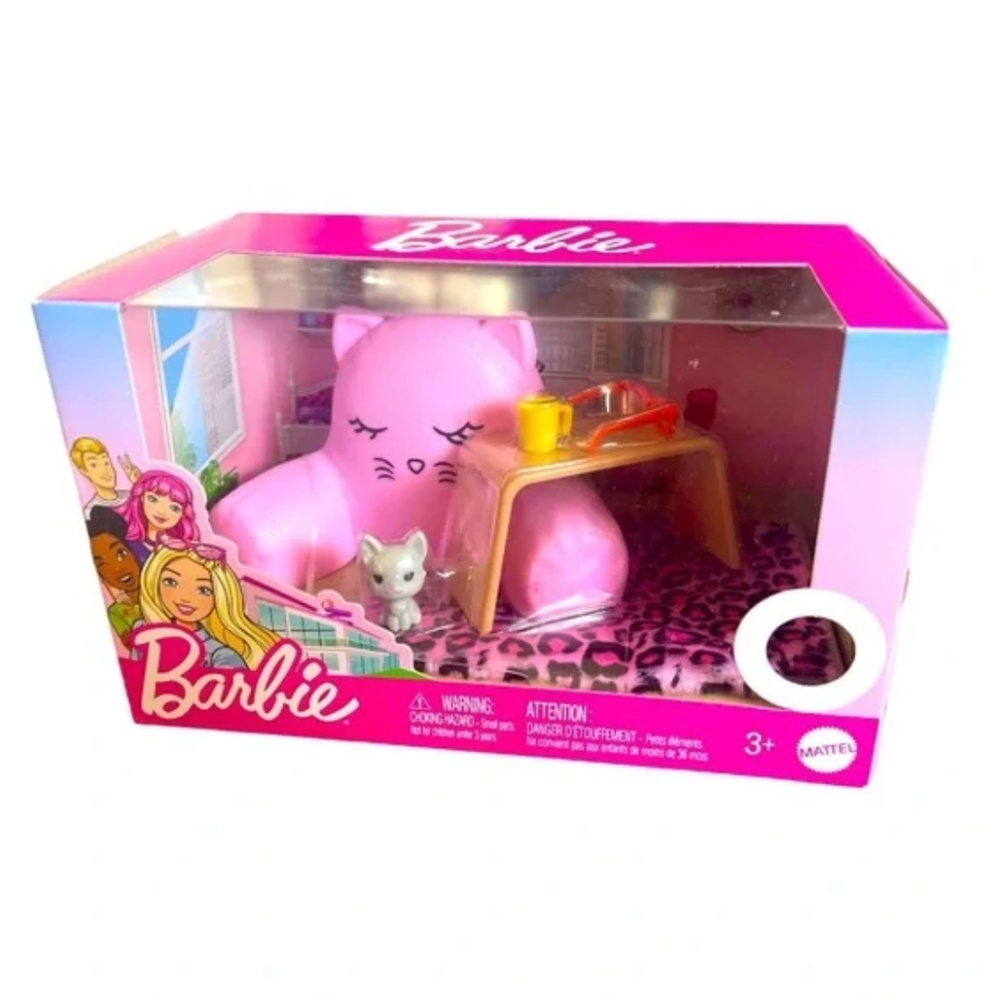 Barbie pandemic accessories pack - work from home - NIB - cat tray blanket chair